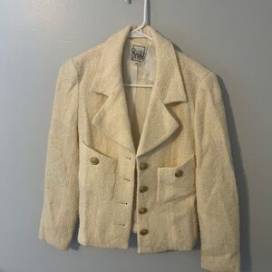 SMITH Women's Cream Blazer with Gold Buttons